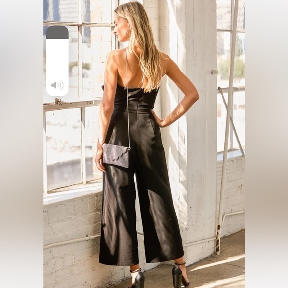 Lulu's Won A Heart Strapless Wide Leg Jumpsuit in black size medium - Picture 4 of 16